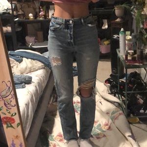 BDJ High Waisted Light Washed Ripped Jeans